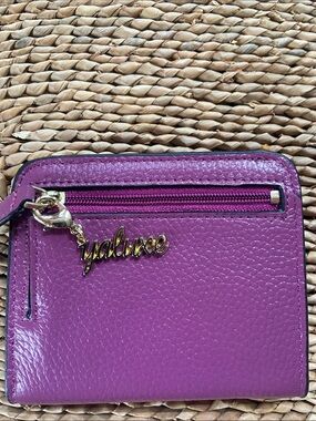 YaLuxe Magenta/Purple Pebbled Zip Card Wallet